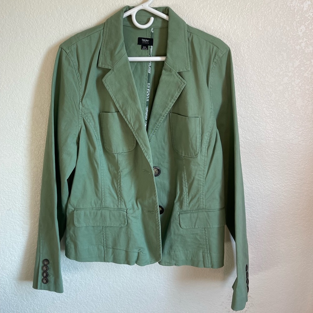 Mossimo Stretch Green Button Jacket - image 1